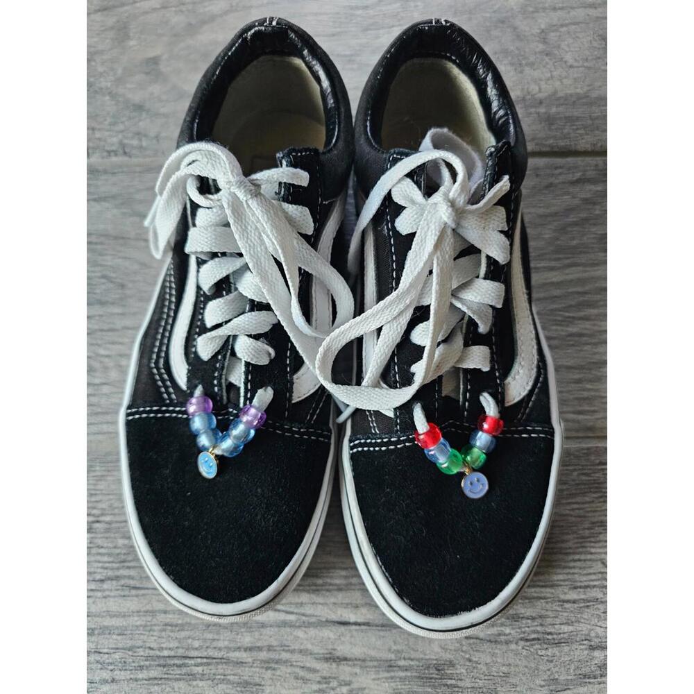 Vans Off the Wall Black Skateboard Shoes with Beads Size 4 Men's or 5.5 Women's